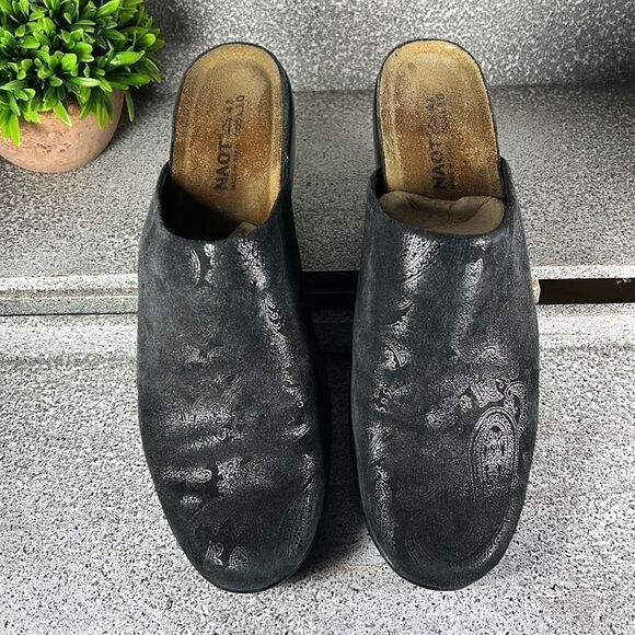 Naot Dream Black Nubuck Leather Clogs Mules Size 10 - Picture 4 of 8